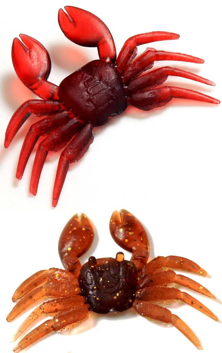 8cm PVC crab fishing lure in red and brown colour variations