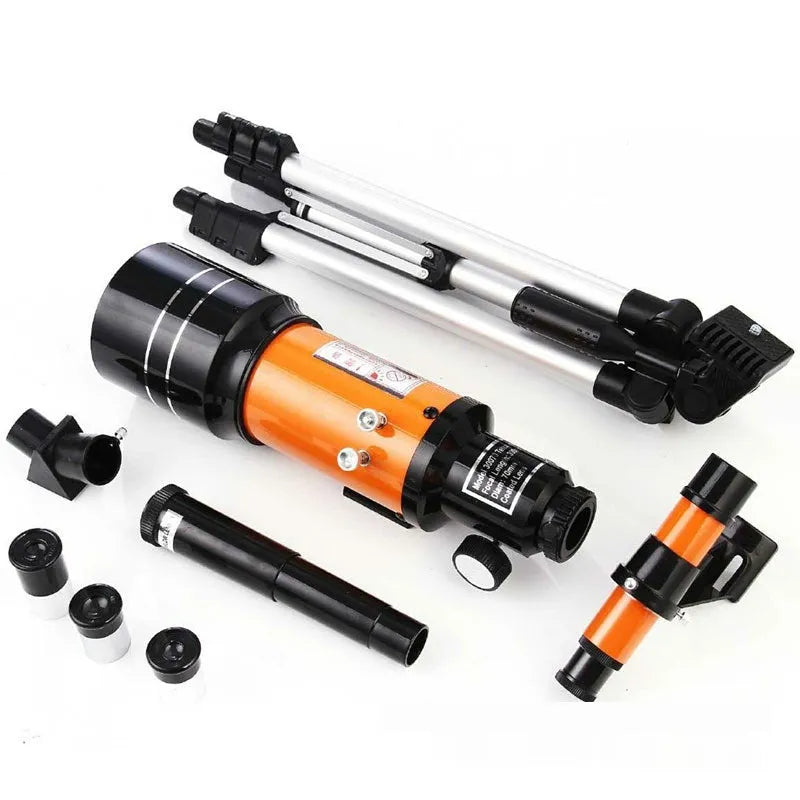 Yellow monocular astronomical telescope 70A standard for outdoor moon and deep space viewing