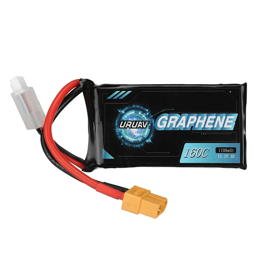 7.4V 1200mAh lithium battery for RC cars and boats measuring 15x36x70mm