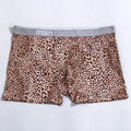 Men's leopard print underwear in polyester fabric with mid-waist design for large sizes