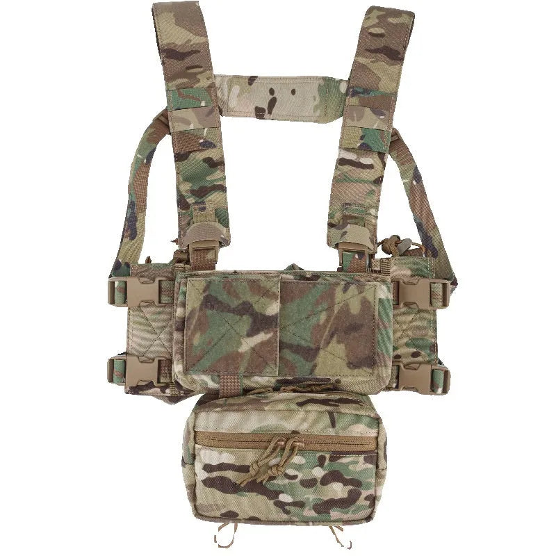 Tactical expandable chest vest in Cordura fabric, one size fits all, black colour, with breathable mesh back panel for team activities