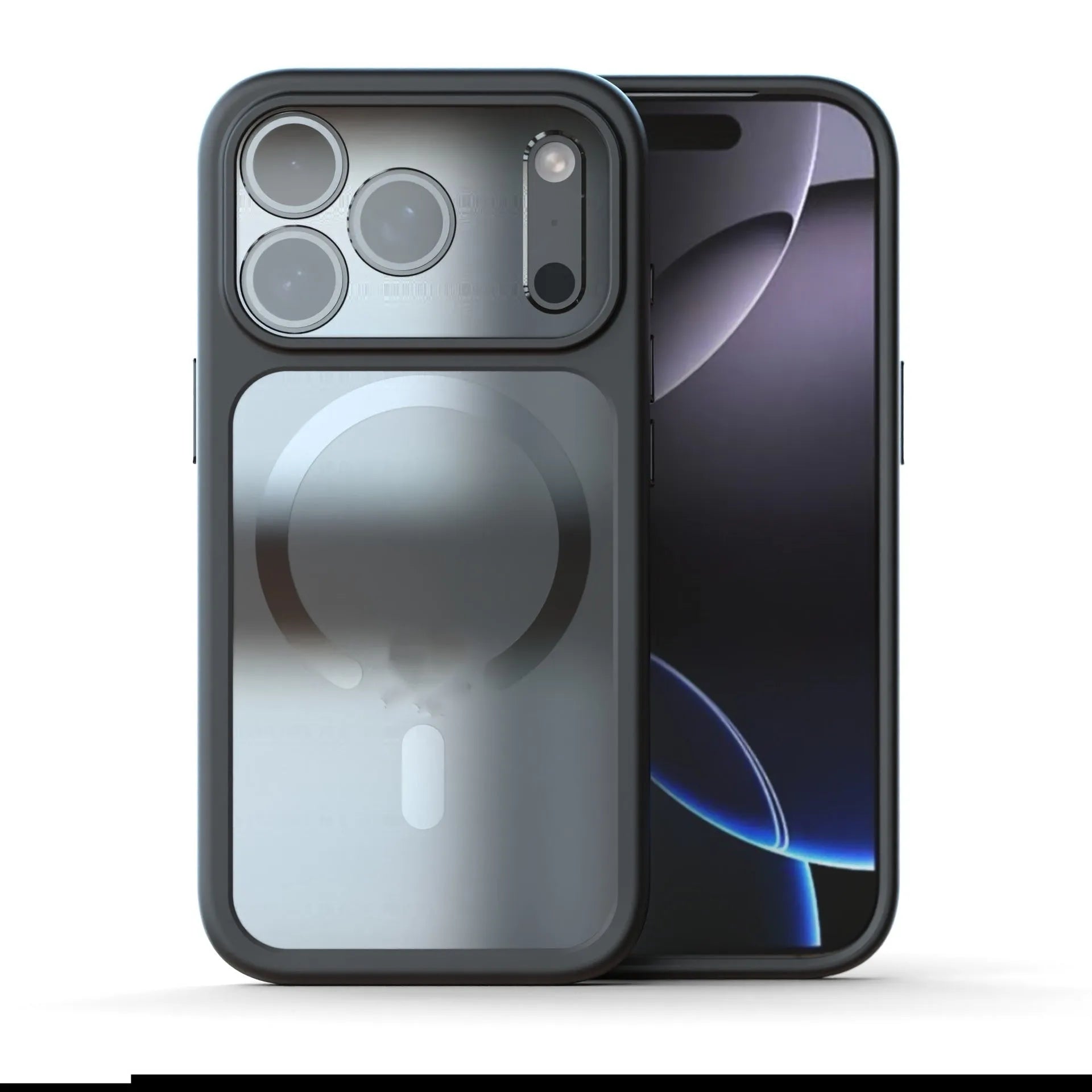 iPhone 17 Pro Max two-in-one magnetic phone case in black, dark blue, and white colour options
