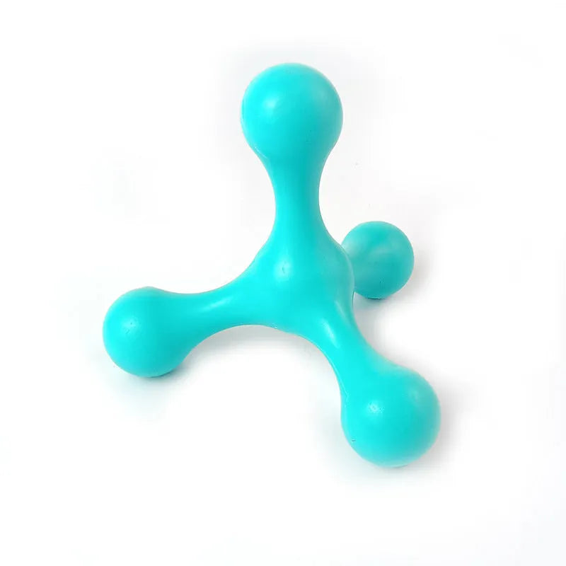 Beef-flavoured silicone chew toy for small medium dogs with three-legged bone design in assorted colours