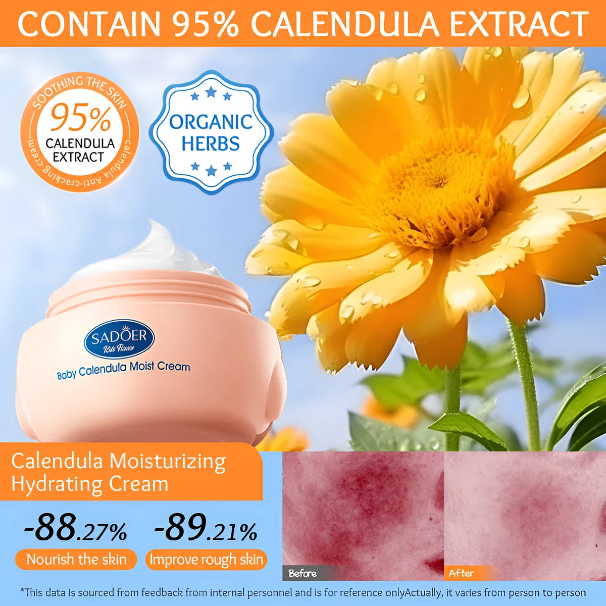 English Marigold children's moisturizing facial cream 50g for universal skin types