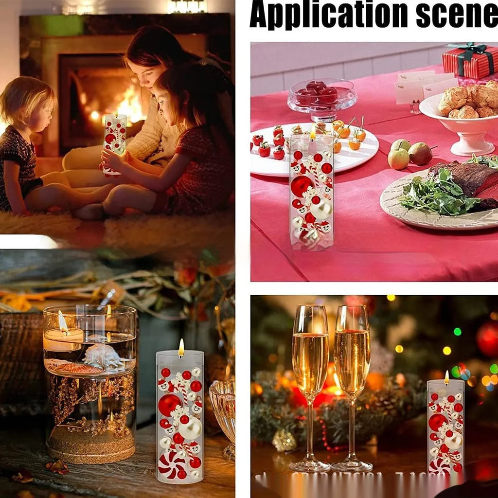 Floating stuffed vase Christmas decoration, red suit cup-shaped plastic vase, two-piece set without candles