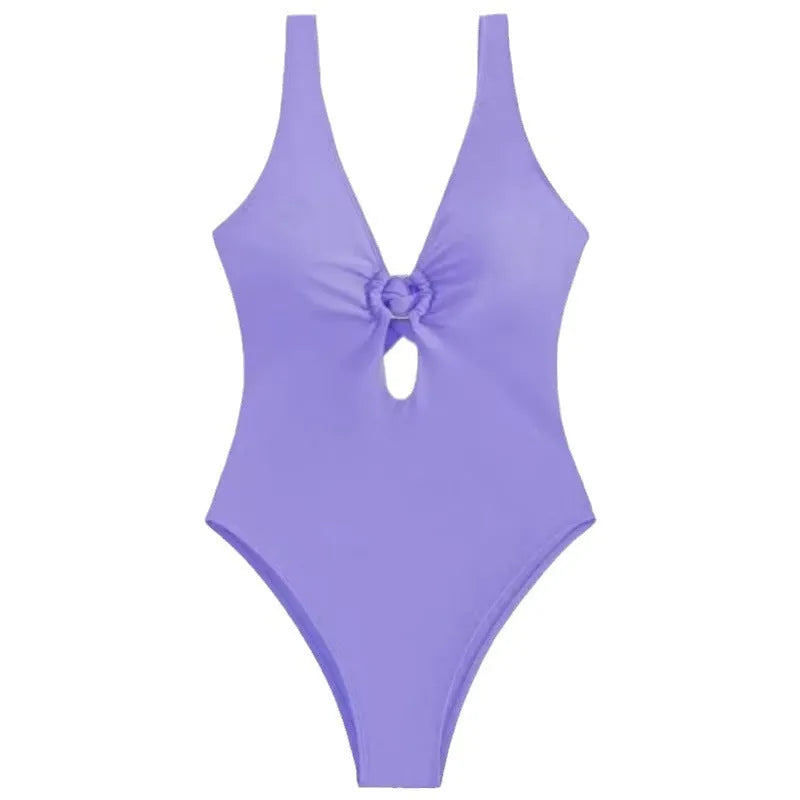 Women's solid colour one-piece swimsuit in polyester fabric available in multiple colours and sizes