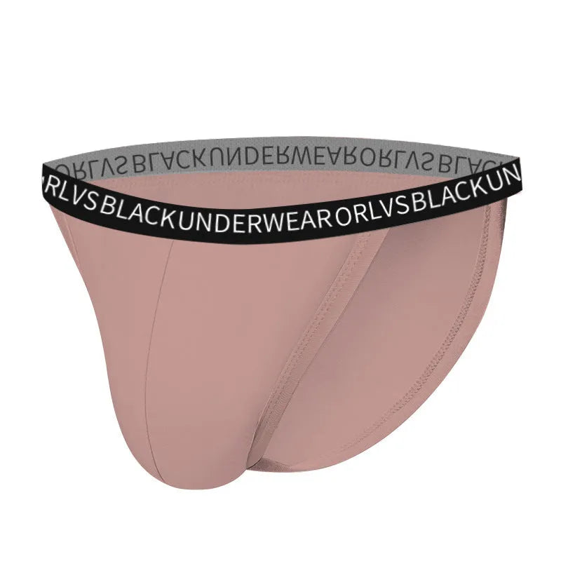 Men's high fork modal briefs in black, low waist knitted underwear with breathable fabric