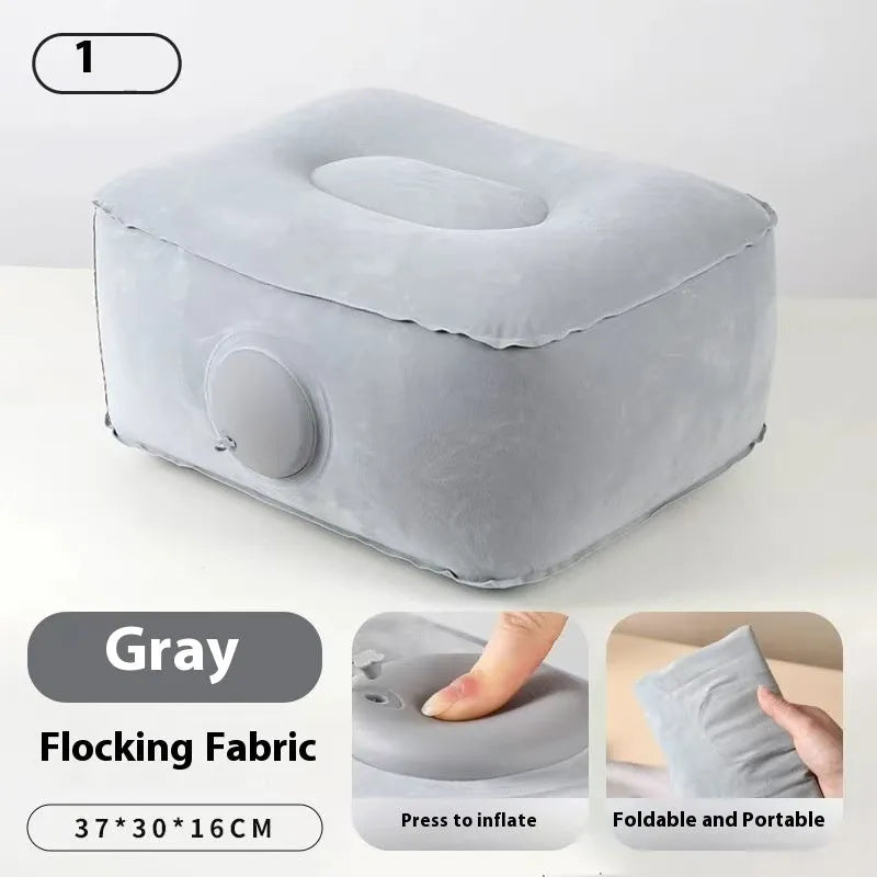 Press inflatable portable folding seat cushion with flocking material for height increase