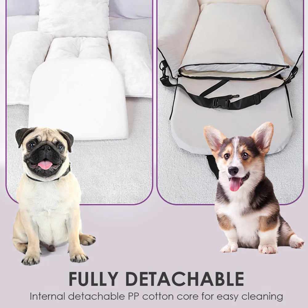 Pet car nest in light grey, dark grey or beige, 60x50x55cm, waterproof Dika mercerized fabric with cushion