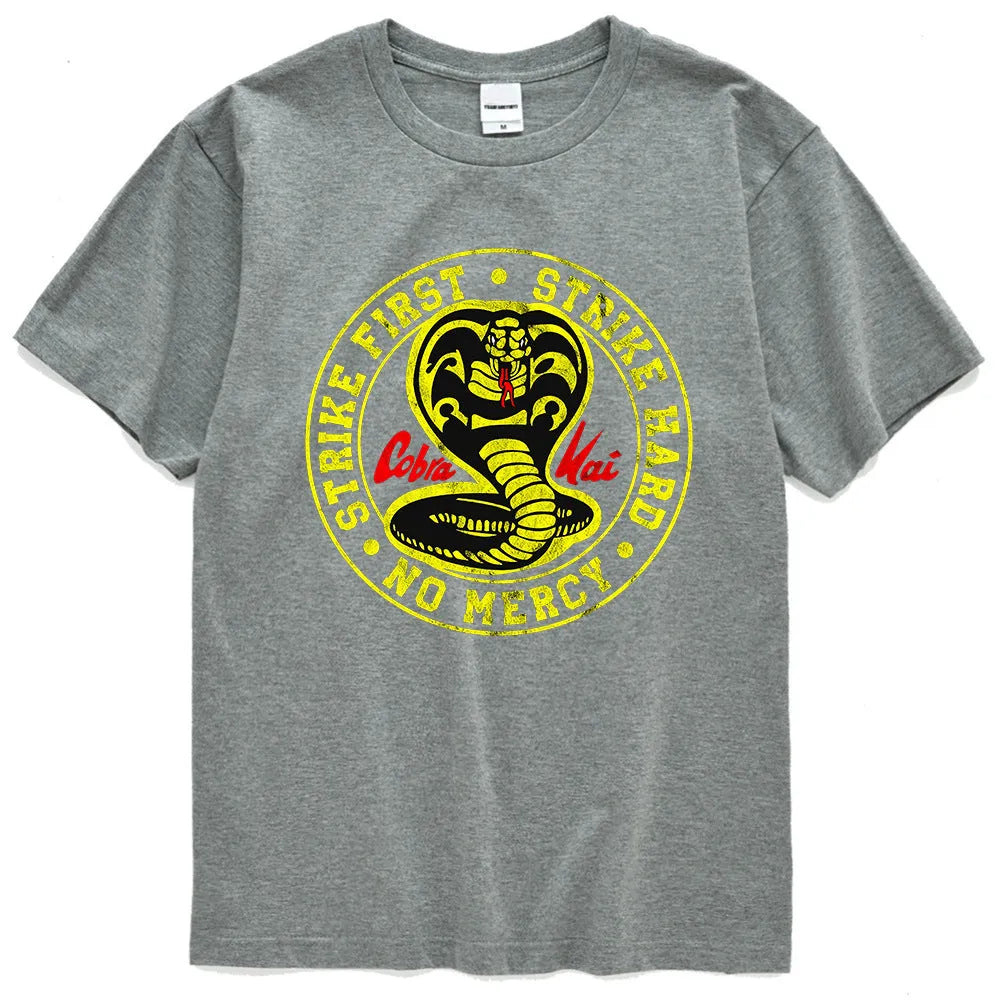 Clothes Cobra cotton T-shirt with cobra print in black, front view, size M