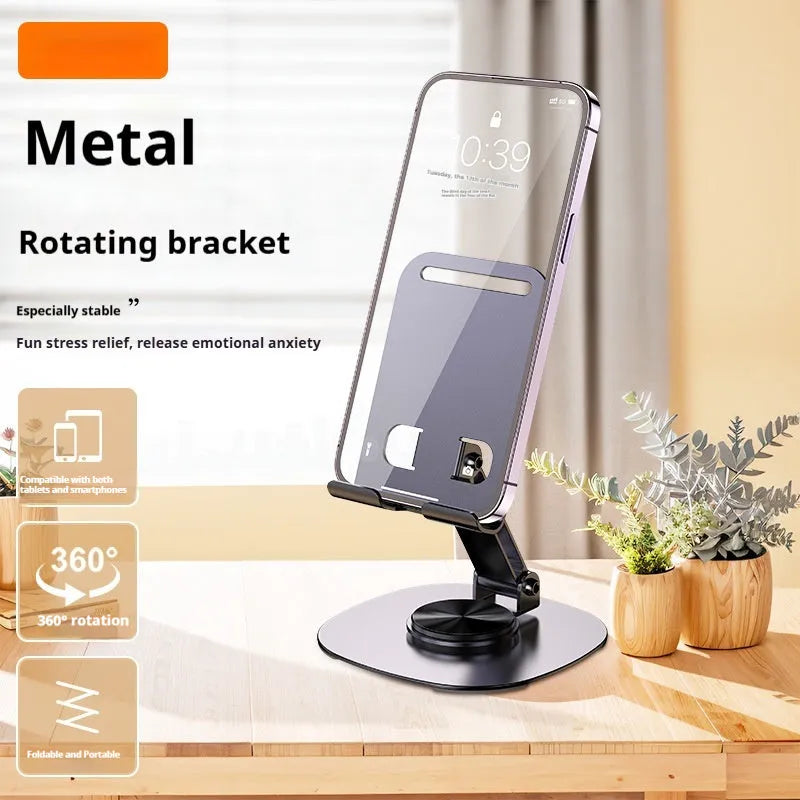 Desktop folding aluminium alloy phone stand in gun gray with rotatable head