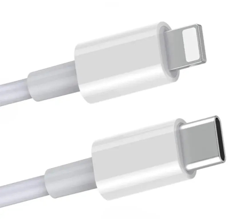 White 20W PD fast charger with UK three-pin plug and Type-C charging cable
