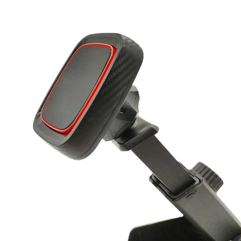 Black car air vent phone holder with long brush clamp for universal vehicle mounting