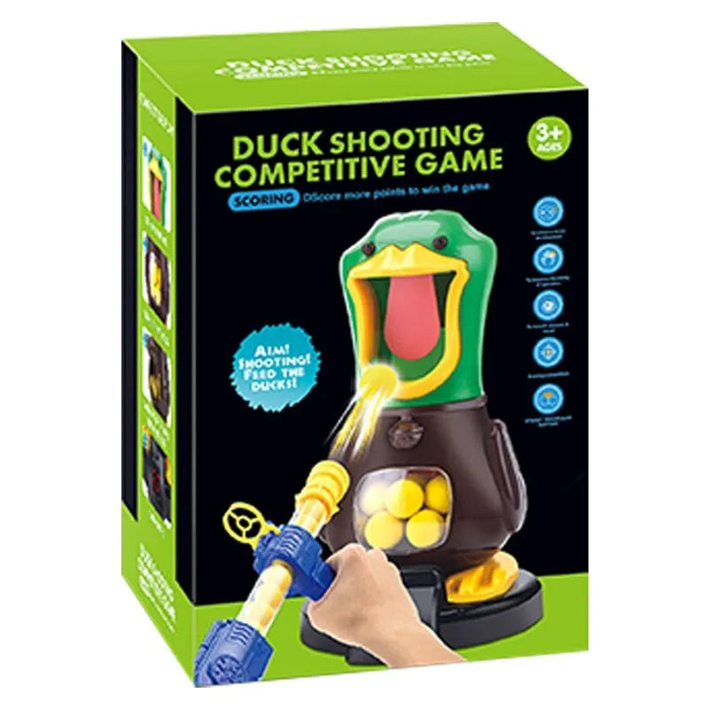 Movable Hit Me Duck children's educational toy with sound, light, scoring, movement, and 12 or 24 bullets