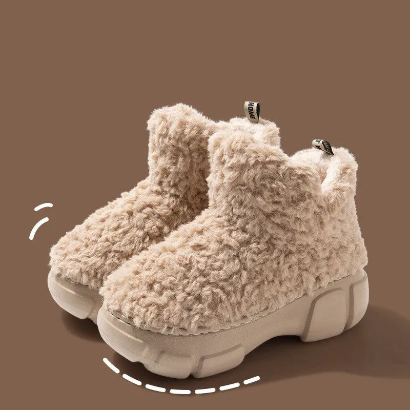 Winter cashmere snow boots with 6cm platform, plush upper, and anti-slip EVA sole for women