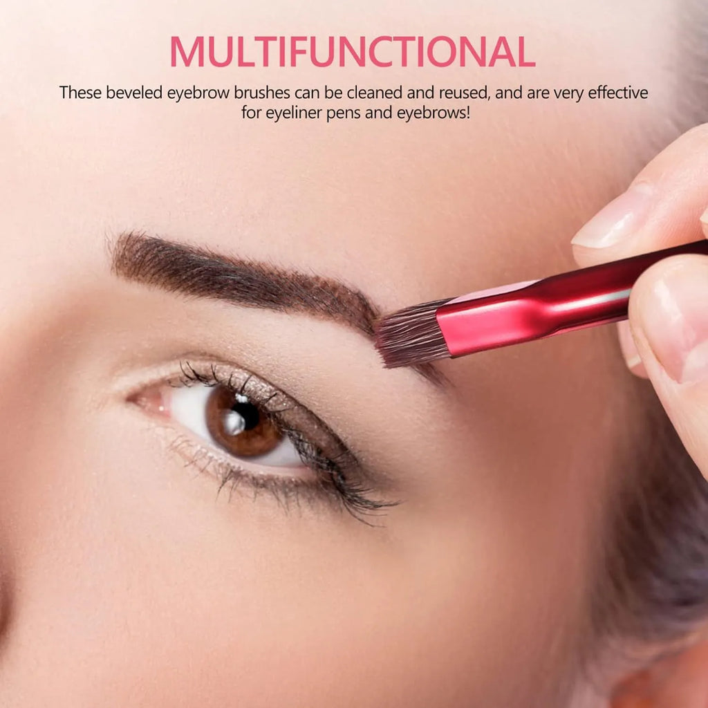 Angled square eyebrow brush for multi-function makeup application in black or brown