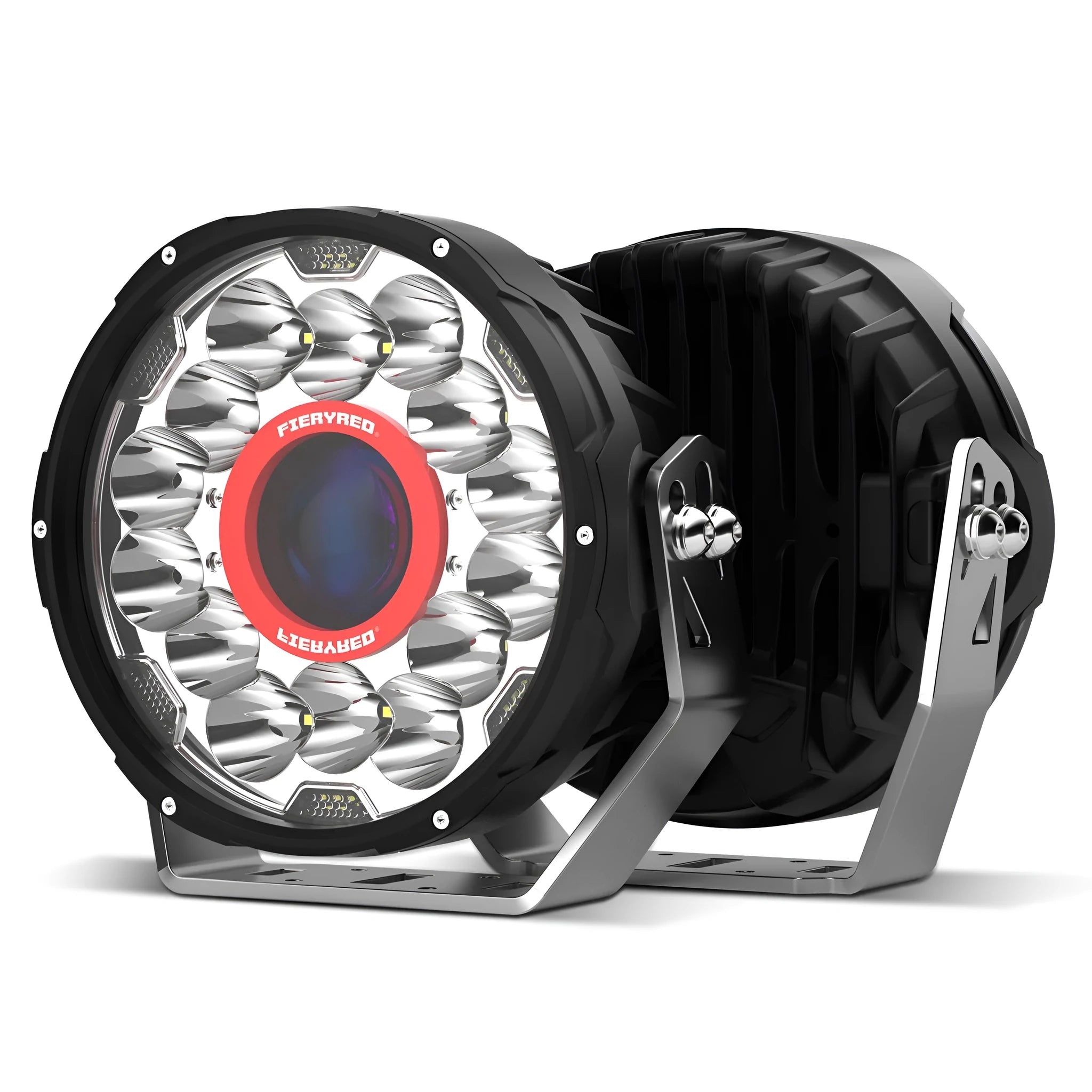 Pair of 7-inch diameter LED waterproof off-road lights with high-power 80W output