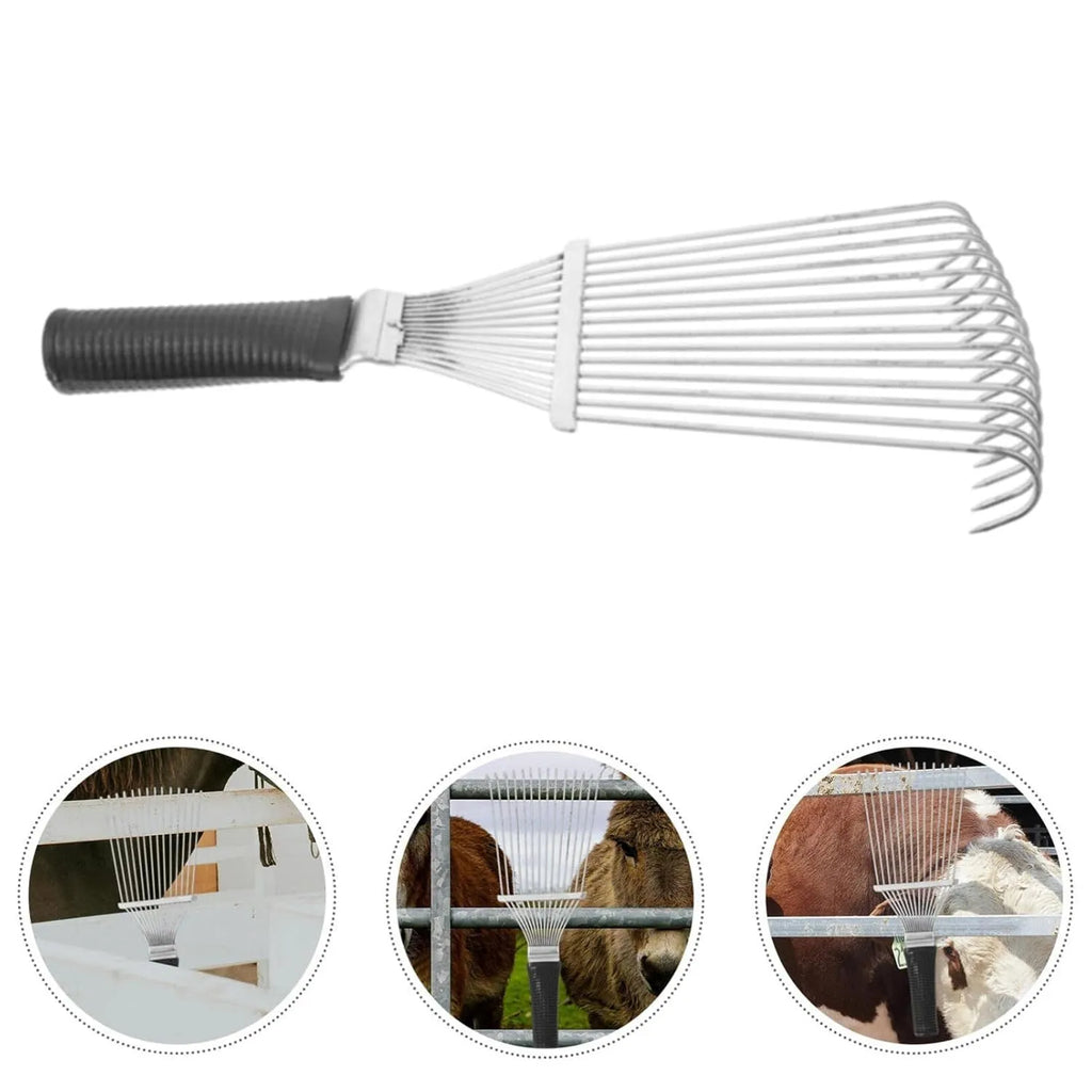 Black handled stainless steel pet grooming rake comb dematting tool 33 cm long