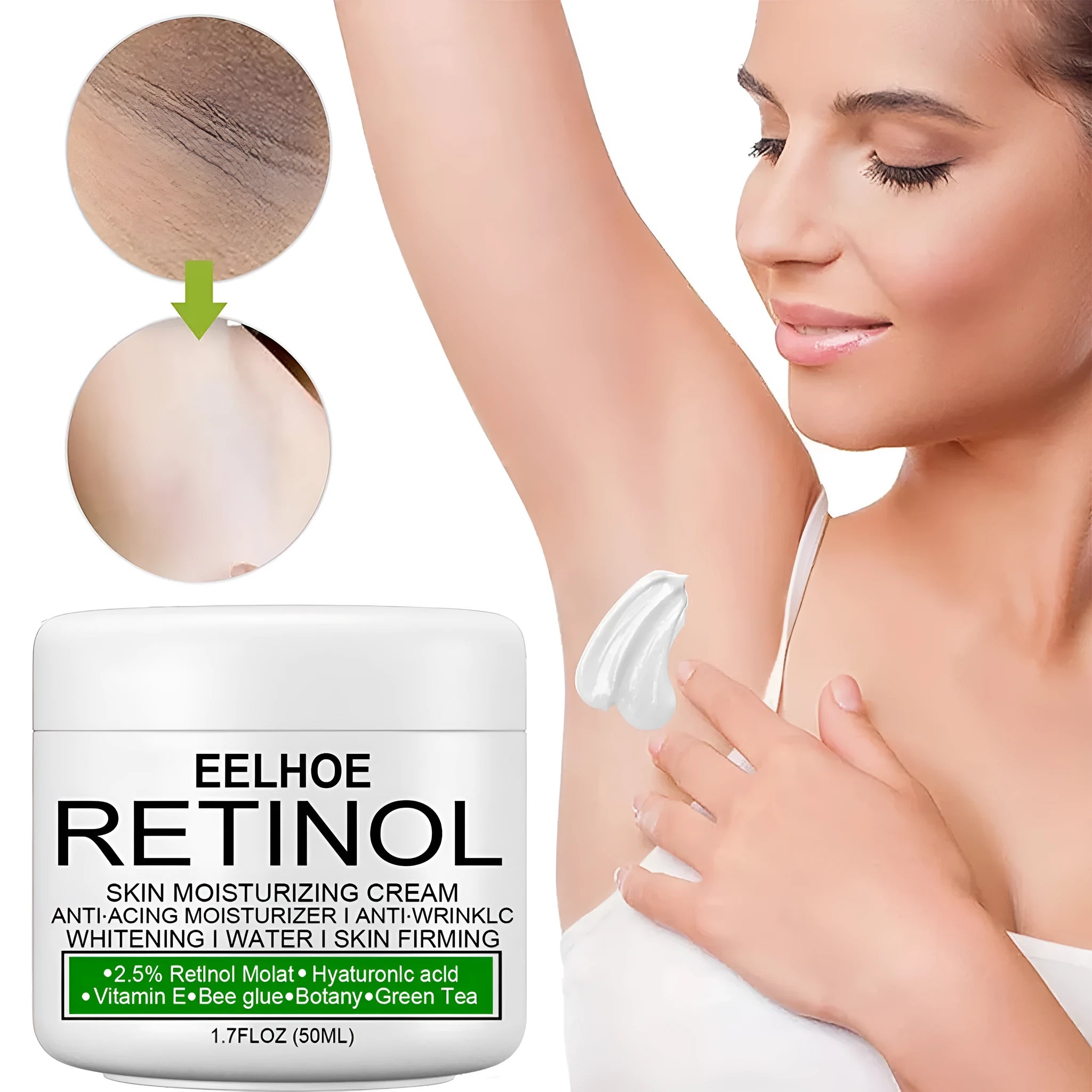 Skin brightening lightening melanin moisturizing cream with squalane milk extract glycerin in multiple size options