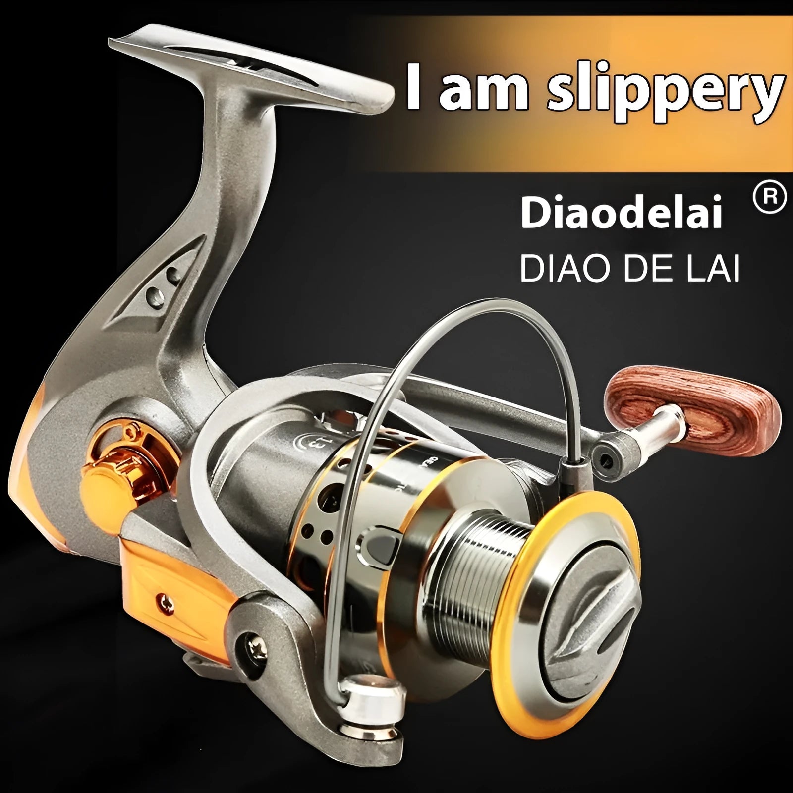 DC all-metal spool fishing wheel reel in grey gold finish with metal body
