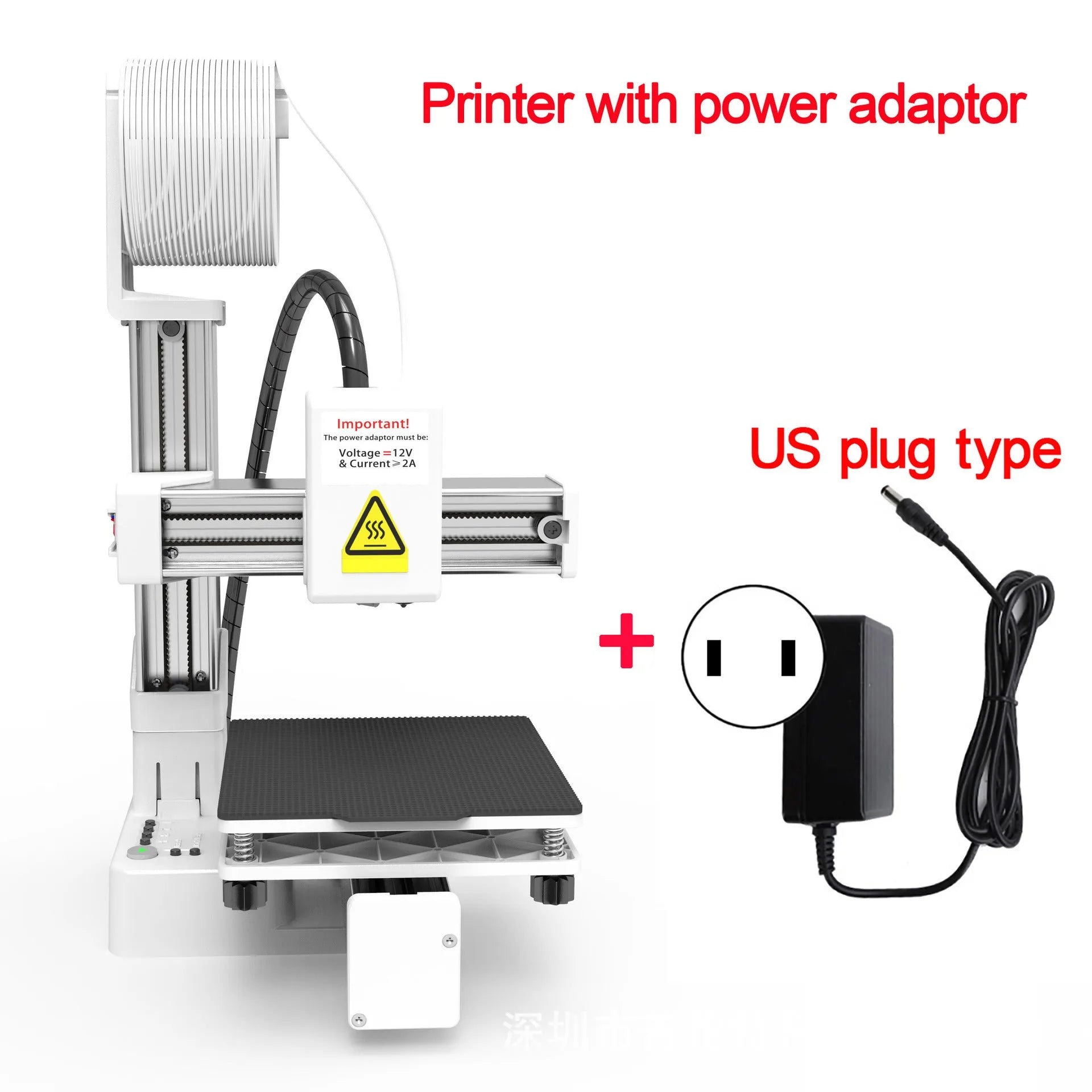 White EasyThreed K10 3D printer with desktop design and 175mm print height for TPU and PLA filaments