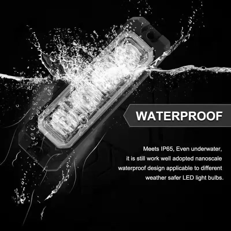12W LED strobe warning light with 5-wire sync for truck side mounting, blue and red colour options