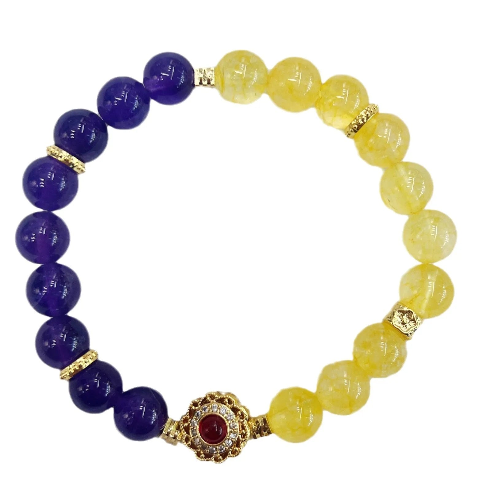 Handmade yellow and purple crystal bracelet for women