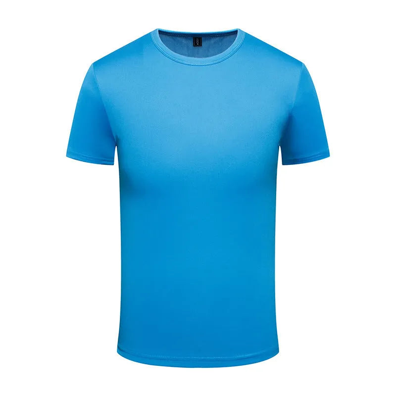 Men's solid colour Ice Silk quick-drying T-shirt in straight cut pullover style