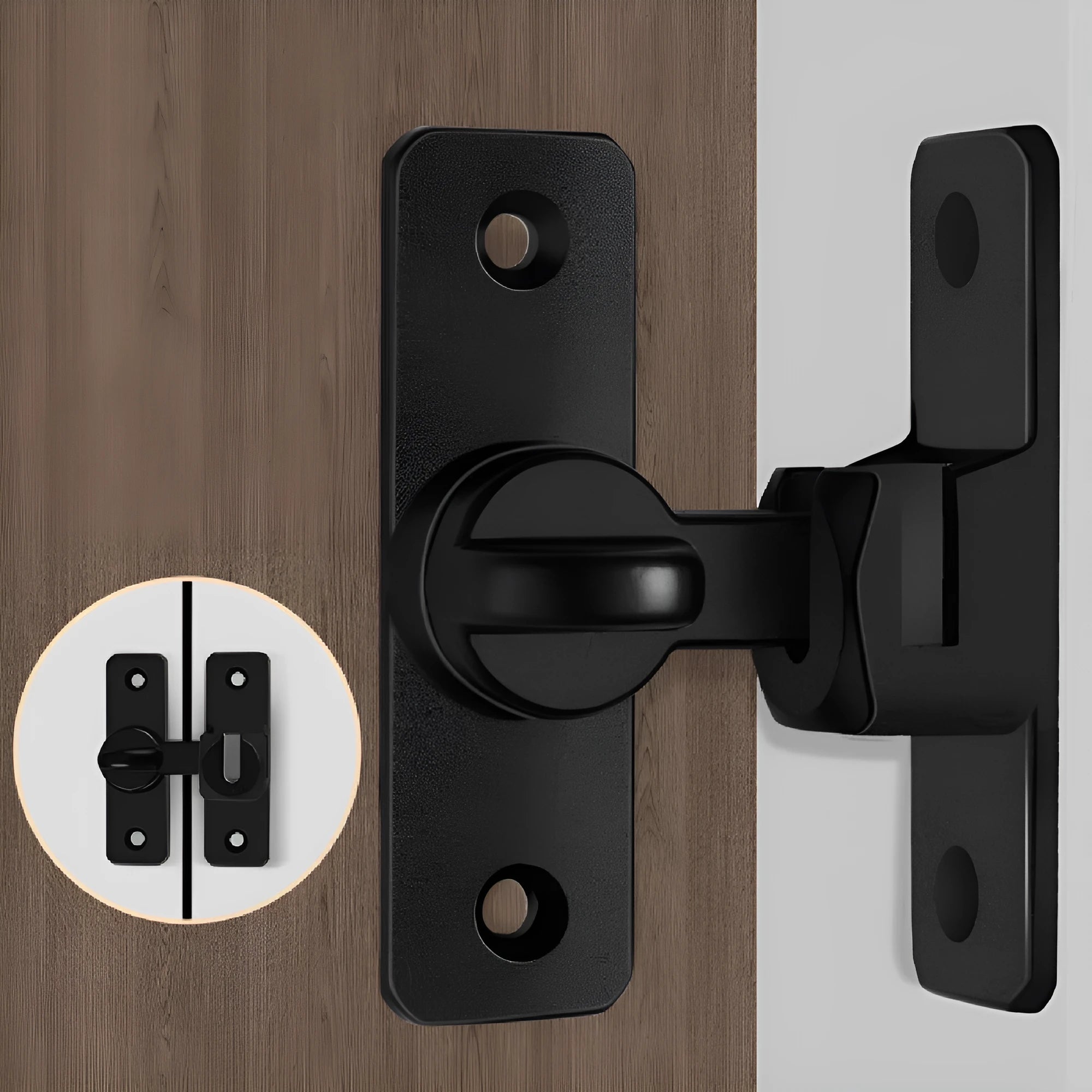 Aluminium alloy punch-free door latch showing black, silver, grey and gold colour options