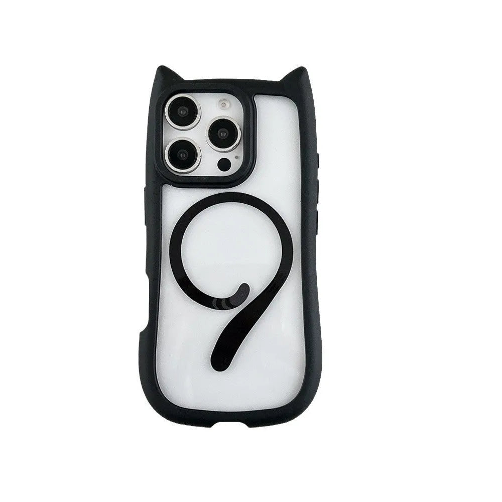 Transparent two-in-one acrylic and TPU phone case for iPhone 17 models on a table.