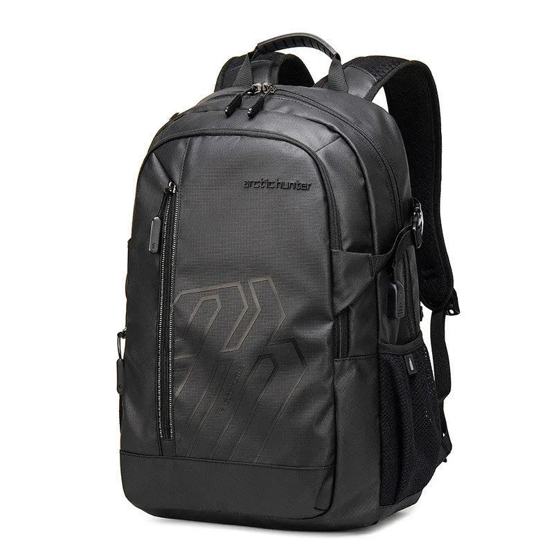 18-inch plaid pattern computer backpack with curved shoulder strap in blue, black, grey, or orange
