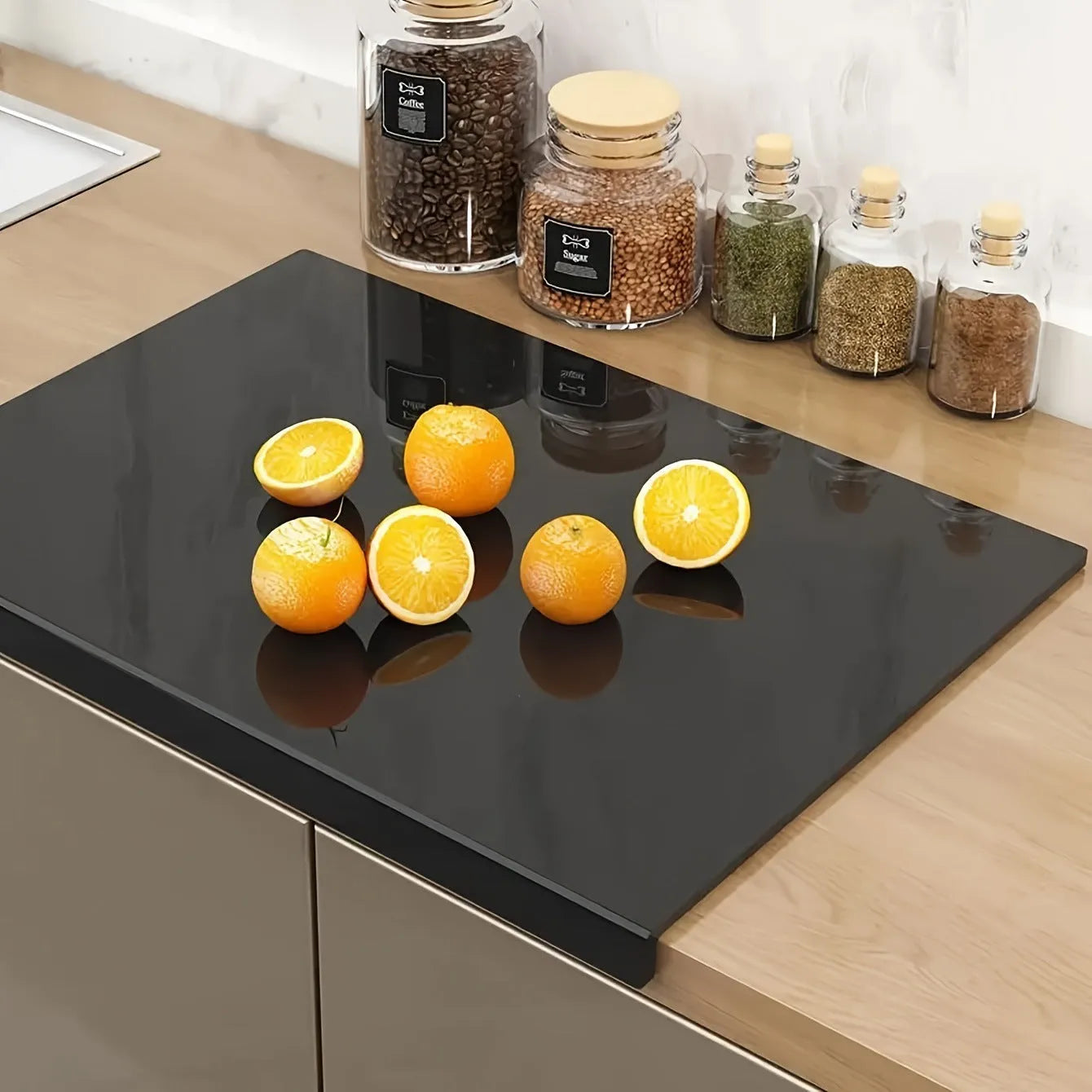 Black transparent acrylic chopping board with three size options 30x20cm, 40x30cm, 45x32cm
