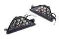 Black Kawasaki Ninja LED turn signal set with hexagonal lens and OEM style plug and play connector
