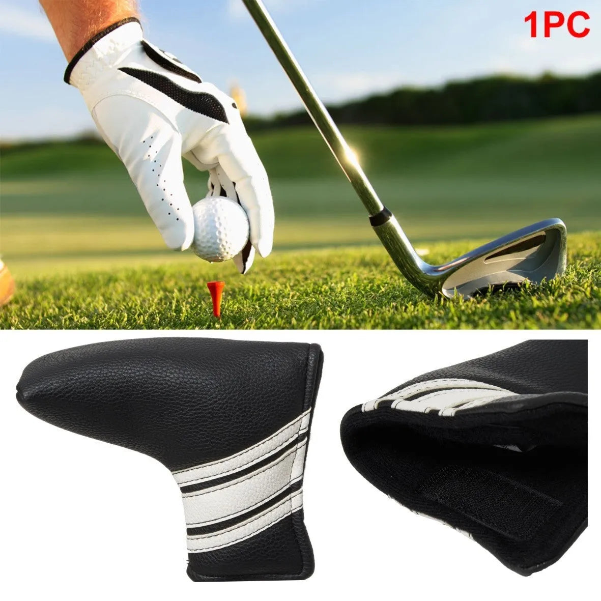 Black PU leather golf push rod sleeve case for club shaft protection