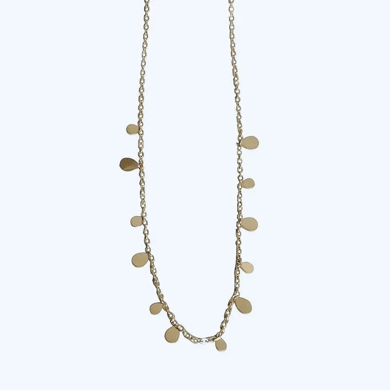Titanium steel clavicle chain with electroplated finish O-ring chain and white diamond drop pendant
