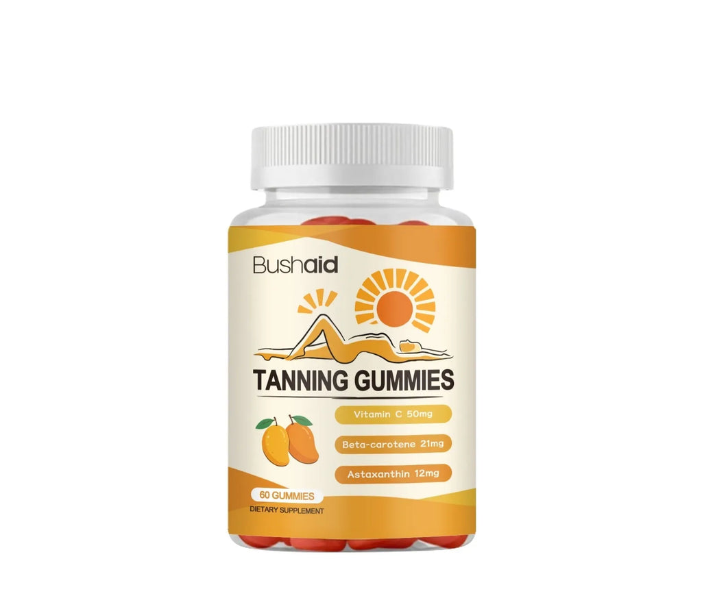Pack of 60 Meihei nutritional supplement gummies with white caps, containing astaxanthin, lycopene, zinc and vitamins.