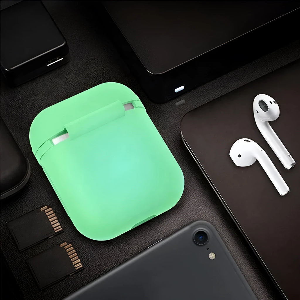 Luminous solid colour silicone flip-top protective case for Apple AirPods.