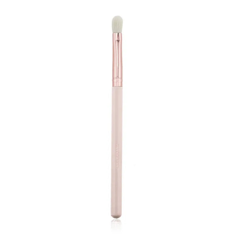 26-piece pink makeup brush set with wooden handles in PU storage case