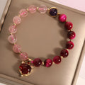 Simple strawberry crystal bead bracelet on an elastic rope for women