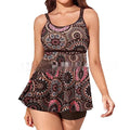 Plus size women's swimsuit with high waist design in floral print pattern