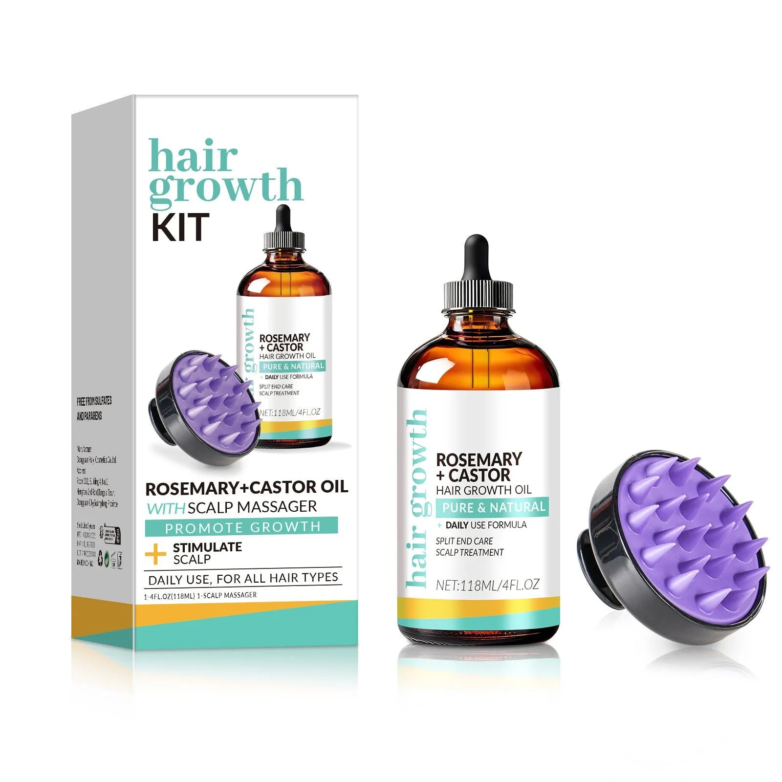 Hair treatment oil bottle 118ml with massage brush for dense long hair care