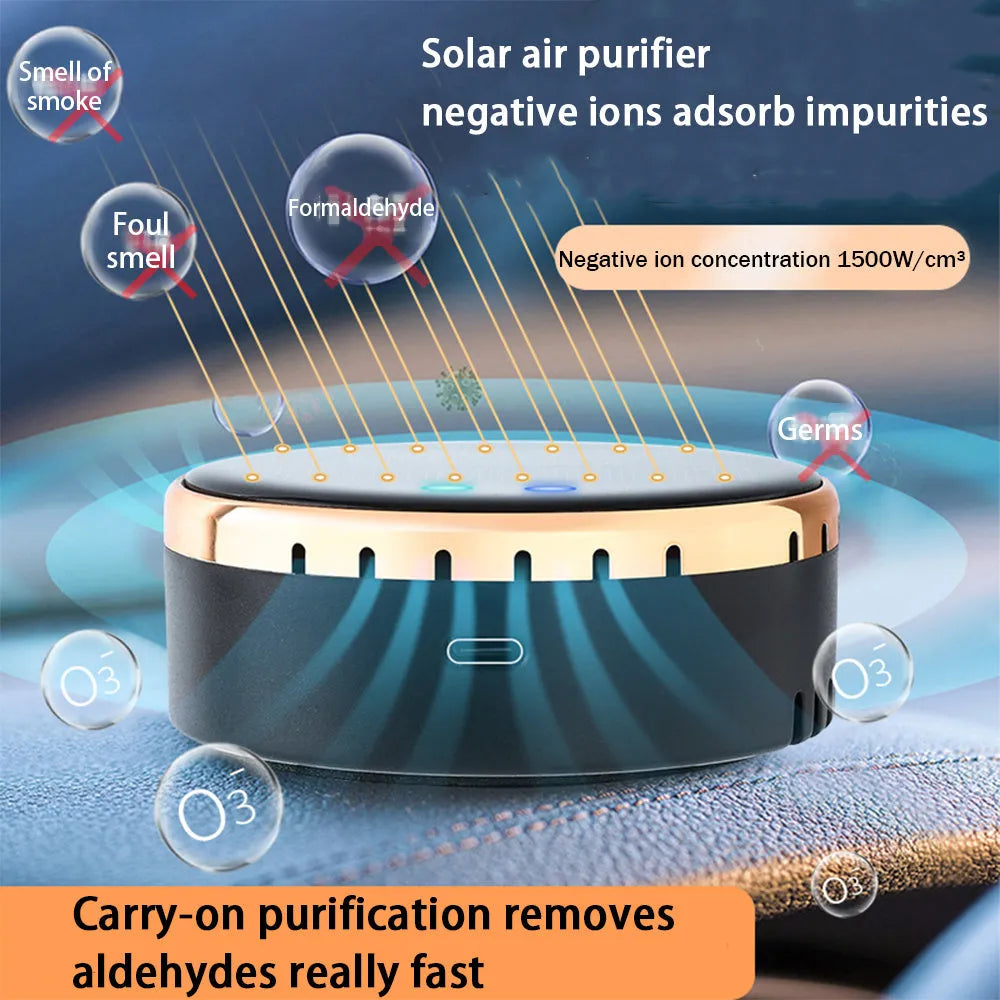 Car mounted solar air humidifier in black colour installed on vehicle air conditioning outlet