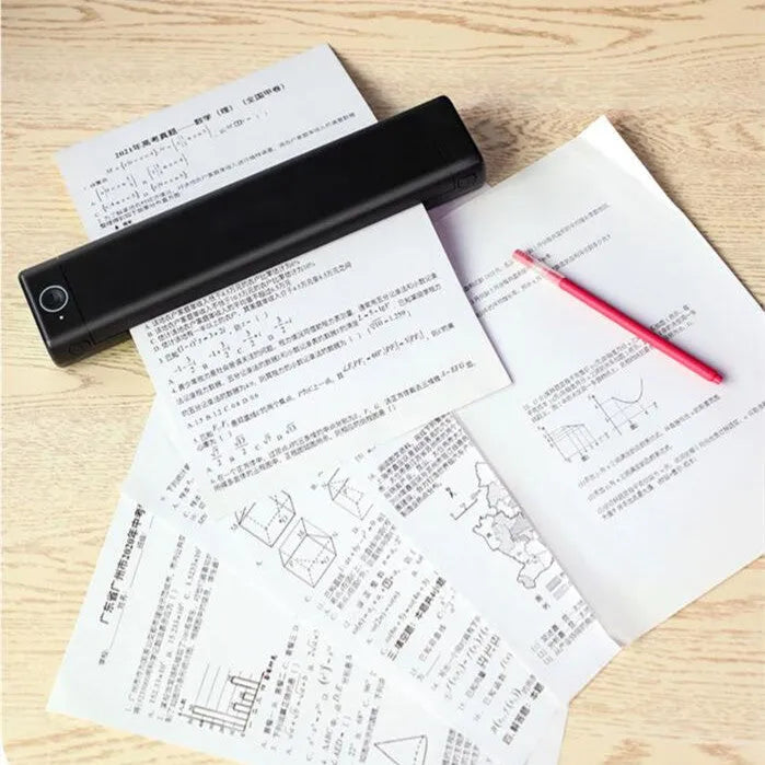 Phomemo M08F A4 portable thermal printer in silver black colour on a desk