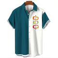Men's striped Hawaiian casual shirt with short sleeves and button front design