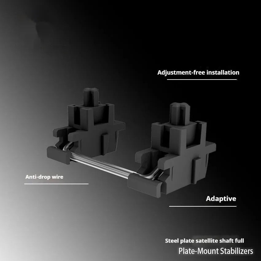 Keyboard stabiliser shaft accessories in black and white colours for 6.25U and 7U mechanical keyboards
