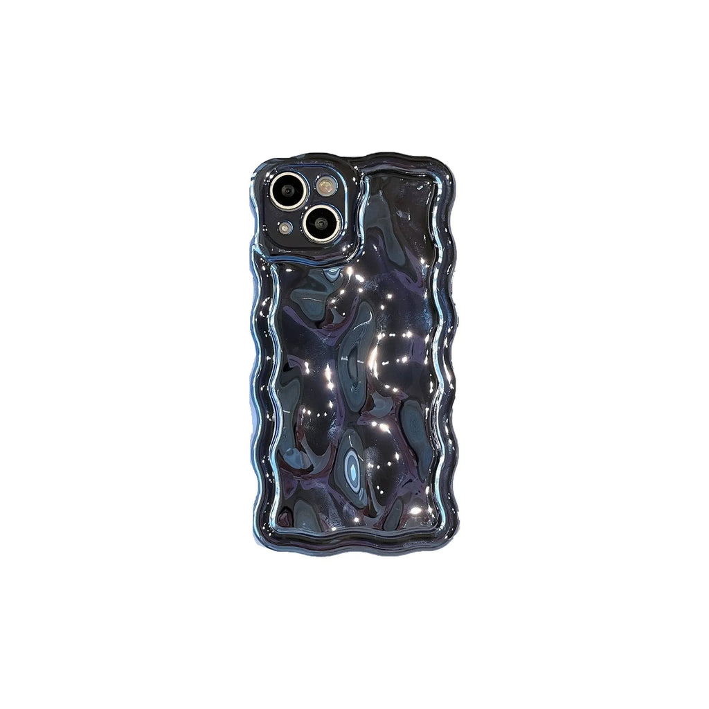 Electroplating water ripple TPU phone case for iPhone 12 showing blue colour and all-inclusive design