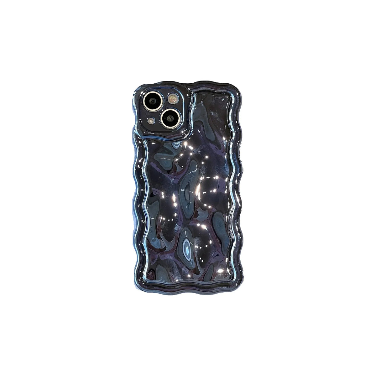 Electroplating water ripple TPU phone case for iPhone 12 showing blue colour and all-inclusive design