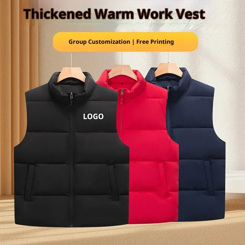 Soft Shell Waterproof Down Cotton Vest Work Clothes for Men in Black Red Deep Purplish Blue L to 5XL Autumn Cold Protection Polyester Large Size