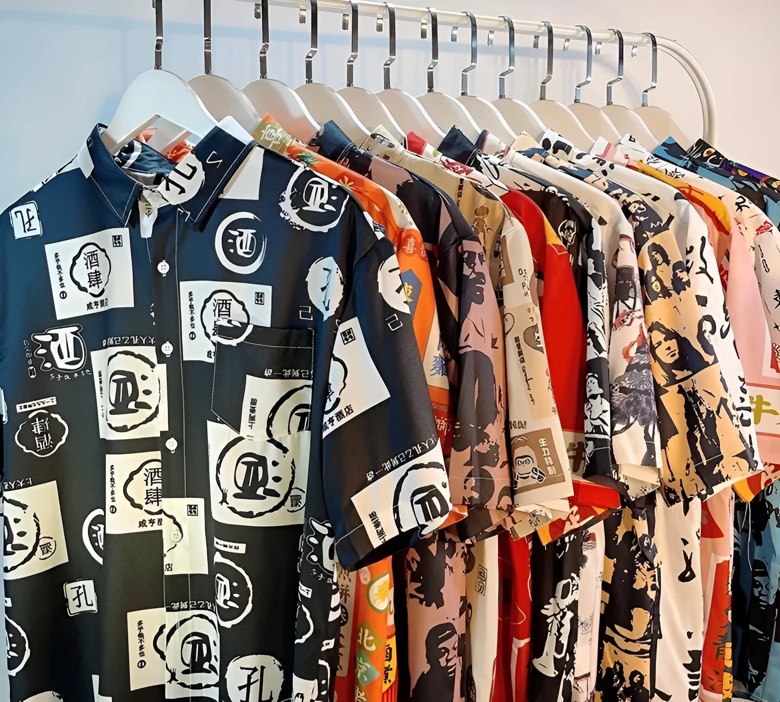 A man's short sleeve shirt with a full floral print, shown in a loose cardigan style.