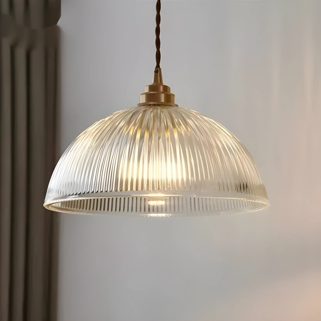 Nordic minimalist glass ceiling light in 20cm diameter with warm light for dining room